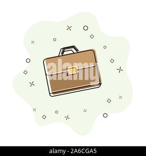 Comic book style briefcase icon with splash effect, flat design. Stock Vector