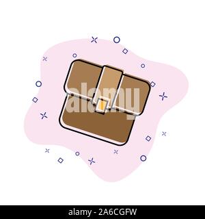 Comic book style briefcase icon with splash effect, flat design. Stock Vector