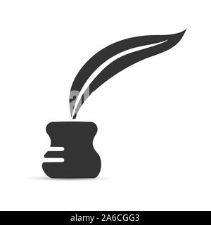 Pen and inkwell, a simple flat icon for web design and mobile applications. Stock Vector