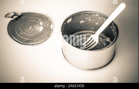 still-life with the used tin can Stock Photo
