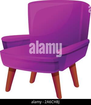 Violet armchair icon. Cartoon of violet armchair vector icon for web design isolated on white background Stock Vector