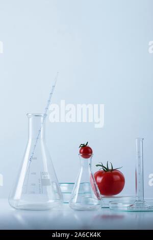 Conceptual image of genetic engineering and modification of food. Stock Photo