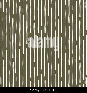 Vertical broken up grunge lines in random geometric tribal design. Seamless vector pattern on earthy brown background. Great for wellbeing, food Stock Vector