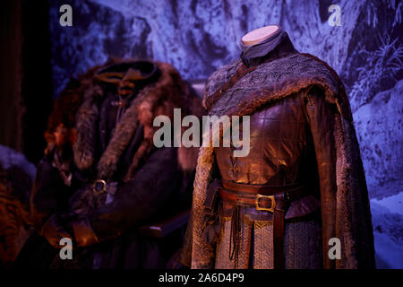 Costumes are being displayed during the Game of Thrones exhibition at IFEMA in Madrid. Stock Photo