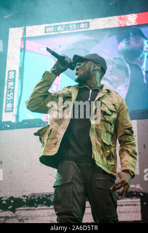 Stormzy performing at the Kiss Haunted House Party held at the SSE Wembley Arena, Wembley, London. Stock Photo