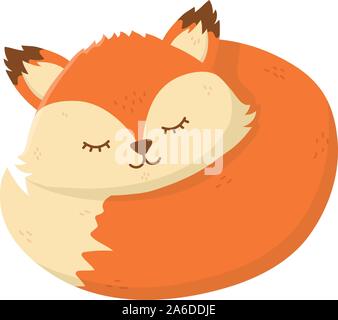 Cute little fox sleeping on the moon. Vector cartoon illustration Stock ...