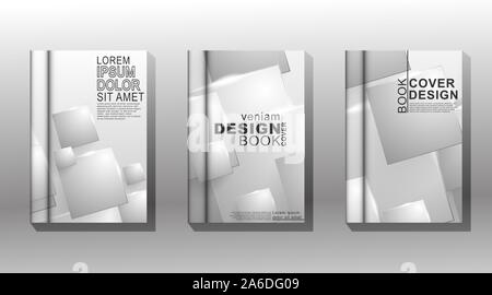 Collection of book cover vectors with sparkling white squares Stock Vector