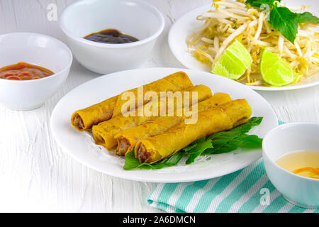 Fresh Vietnamese Fried Spring Rolls Stock Photo