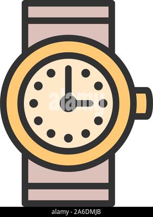 Vector watch, clock flat color line icon. Stock Vector