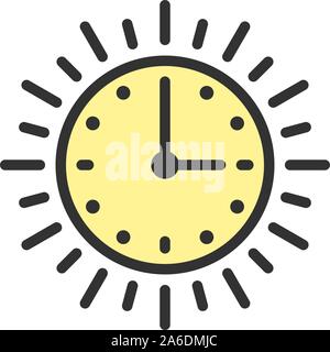 Sun time, long day, light daytime flat color line icon. Stock Vector