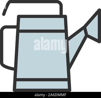 Vector watering can flat color line icon. Stock Vector