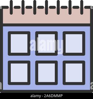 Vector calendar flat color line icon. Isolated on white background Stock Vector