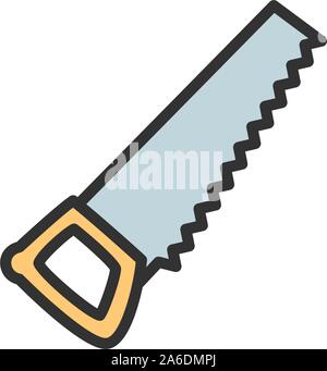 Saw flat color line icon. Isolated on white background Stock Vector