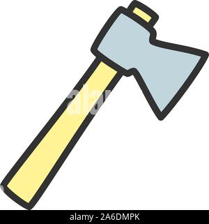 Axe flat color line icon. Isolated on white background Stock Vector