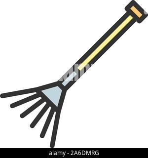 Rake flat color line icon. Isolated on white background Stock Vector