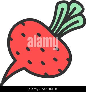 Beet, beetroot, vegetable flat color line icon. Stock Vector