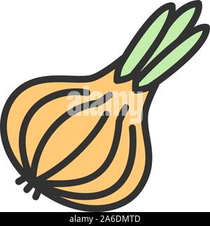 Vector onion, vegetable flat color line icon. Stock Vector
