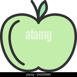 Vector apple, fruit flat color line icon. Stock Vector
