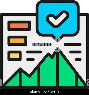 Vector growth chart, presentation flat color icon. Stock Vector