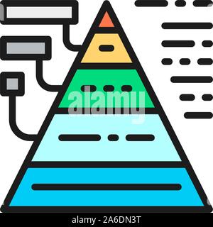 Triangular diagram with explanations flat color icon. Stock Vector