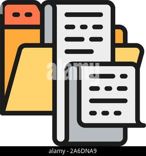 Open folder with documents, file, list of jobs flat color icon. Stock Vector