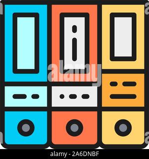 Office folder, arch files flat color icon. Stock Vector