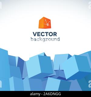 Vector 3D explosion background with cubical particles Stock Vector