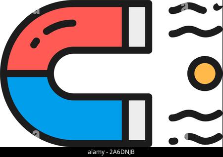 Magnet flat color icon. Isolated on white background Stock Vector