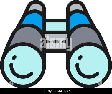 Binoculars, explorer flat color icon. Isolated on white background Stock Vector