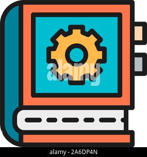 Vector engineering instruction book flat color icon. Stock Vector