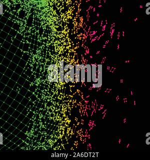 Exploded rainbow grid made of connected dots Stock Vector
