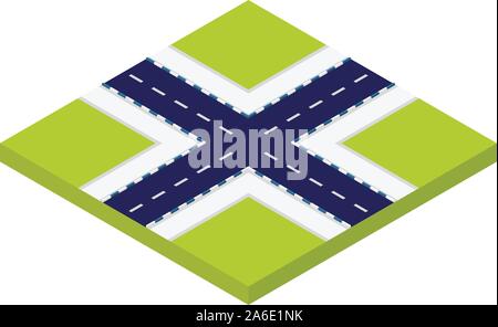 Road intersection icon, isometric style Stock Vector