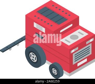 Red farm robot tractor icon, isometric style Stock Vector