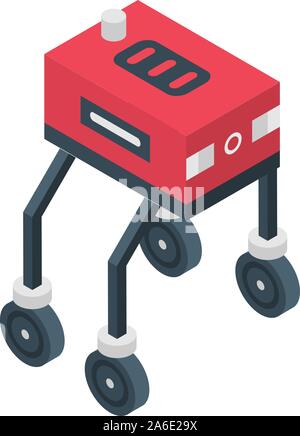 Red farm robot icon, isometric style Stock Vector