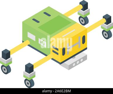 Modern smart farm robot icon, isometric style Stock Vector
