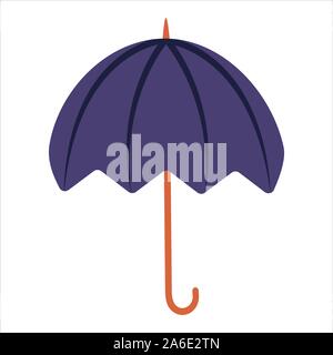 Blue umbrella on a white background. Beautiful stylish accessory in rainy weather Stock Vector