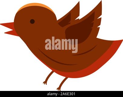 Flying little bird tweets. Cute colorful illustration. Icon Stock Vector
