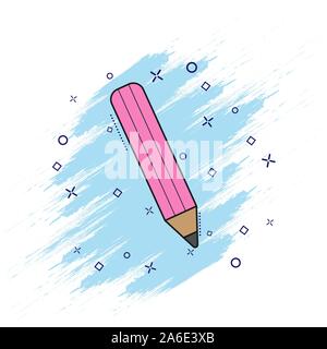 Comic book style pencil icon with splash effect, flat design. Stock Vector