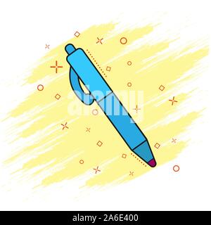Pencil ballpoint pen icon with comic style eraser with splash effect, flat design. Stock Vector