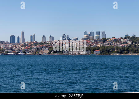 ISTANBUL, TURKEY - JULY 26, 2019: Panoramic view from Bosporus to city of Istanbul, Turkey Stock Photo