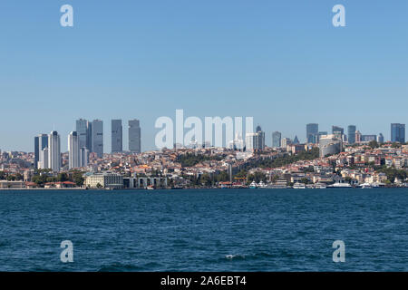 ISTANBUL, TURKEY - JULY 26, 2019: Panoramic view from Bosporus to city of Istanbul, Turkey Stock Photo