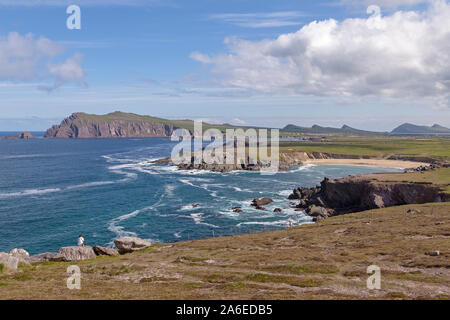 A panoramic view of a bay near Ballyferriter on Dingle Peninsula, Republic of Ireland. Stock Photo