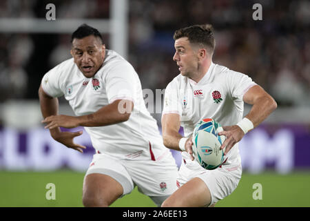 Yokohama, Japan. 26th Oct, 2019. George Ford of England runs with the ball during the Rugby World Cup semi-final match between England and New Zealand in Kanagawa Prefecture, Japan, on October 26, 2019. International Stadium Yokohama. Credit: Cal Sport Media/Alamy Live News Stock Photo