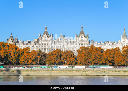 Exterior of Whitehall Court seen from South Bank of London Stock Photo