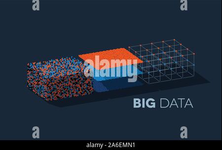 Big data illustration with structuring map reduce process Stock Vector