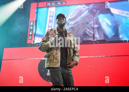 Stormzy performing at the Kiss Haunted House Party held at the SSE Wembley Arena, Wembley, London. Stock Photo