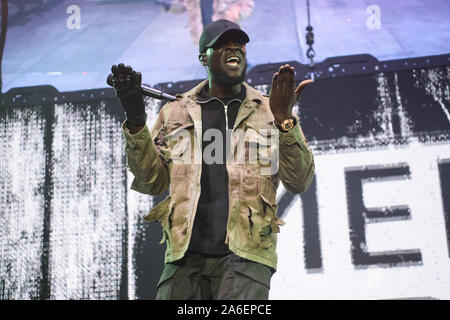 Stormzy performing at the Kiss Haunted House Party held at the SSE Wembley Arena, Wembley, London. Stock Photo