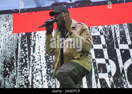 Stormzy performing at the Kiss Haunted House Party held at the SSE Wembley Arena, Wembley, London. Stock Photo