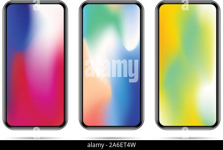 Set of new smartphone templates with colorful gradients Stock Vector