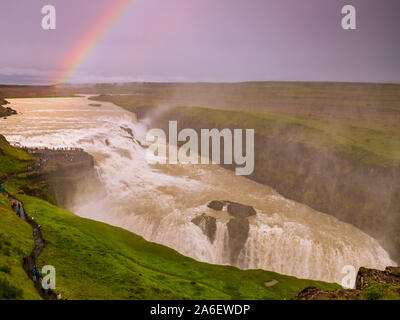 Gullfoss waterfall with rainbow - Iceland Stock Photo